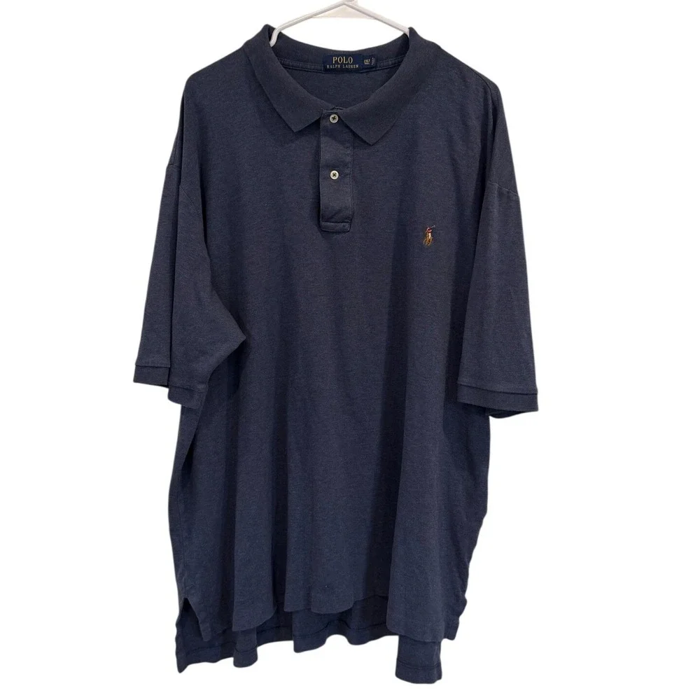 Polo Ralph Lauren Mens 2XLT Tall Blue Cotton Short Sleeve Logo Polo Shirt